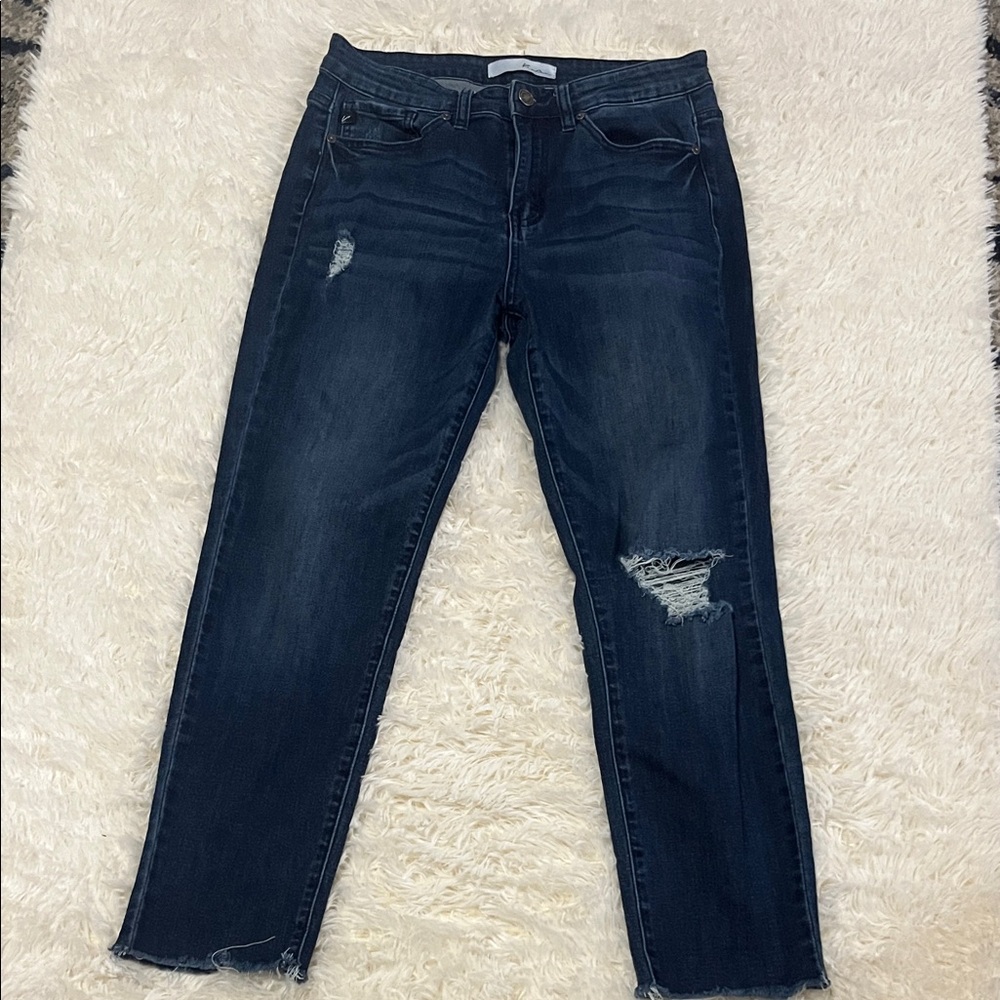 KanCan Dark Blue Distressed Ankle Jeans